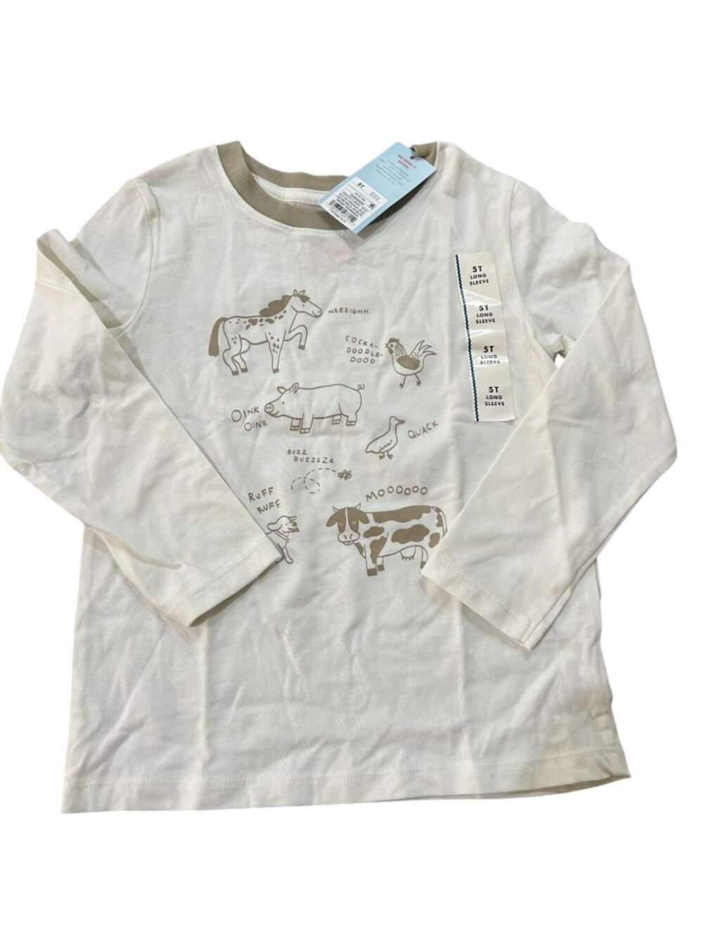 NWT Toddler Long Sleeve Animals Graphic T-Shirt - Cat & Jack Off-White 5T